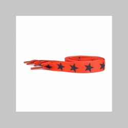 ploché širšie šnúrky do topánok farba červená s motívom čierna hviezda, dĺžka 110cm šírka 1,9cm materiál:100%polyester